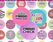 Gymnastics Rocks Digital Collage Sheet (No. 466) - 1 Inch Circles for Round Bottle Caps, Magnets, Hair Bow Centers, Stickers, and More