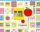 Teachers Rule Digital Collage Sheet (No. 304) - Scrabble Size Tiles 0.75 Inch x 0.83 Inch