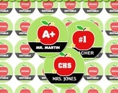 4x6 Editable PDF - Apple for Teacher Digital Collage Sheet (No. 623) - 1 Inch Circles for Bottle Caps, Hair Bow Centers, Magnets, & More