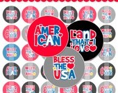 Red White and Blue Bottle Cap Images - 4x6 Digital Collage Sheet (No. 773) - 1 Inch Circles for Bottlecaps, Hair Bows - Instant Download