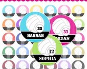 4x6 Editable PDF - 2 Cute Volleyball Digital Collage Sheet (No. 637) - 1 Inch Circles for Bottle Caps, Magnets, Hair Bow Centers, & More