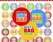 Dad Rocks Father's Day Bottle Cap Images - 4x6 Digital Collage Sheet (No. 787) - 1 Inch Circles for Bottlecaps, Hair Bows - Instant Download