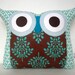 End of month SALE/ Polyfil Stuffed The Aqua ripple Owl Pillow/Ready to ship