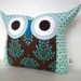 End of month SALE/ Polyfil Stuffed The Aqua ripple Owl Pillow/Ready to ship