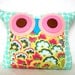 Polyfil Stuffed Soul Blossoms(Aqua) Owl Pillow for baby and home decoration
