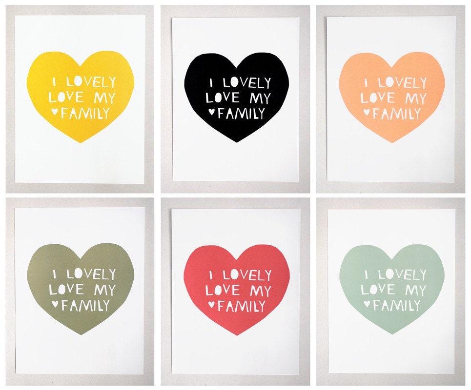 Lovely, Love My Family Print in Blue