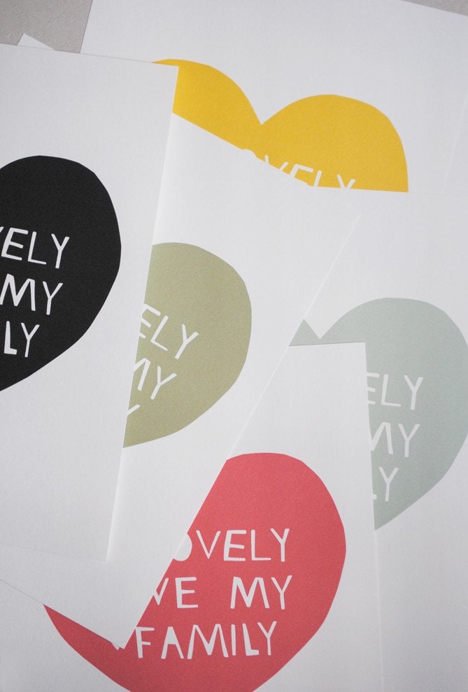 Lovely, Love My Family Print in Peach