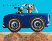045 MERCEDES 230 SL - signed and numbered giclee print - 14 x 14 cm / 5.5 x 5.5 inch