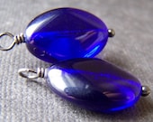 LAST SET interchangeable gemstone dangles for pure titanium or niobium drop earrings- cobalt blue glass