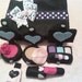 Black, Ivory, and Leopard Print Felt Make-up Set with Eye Shadow