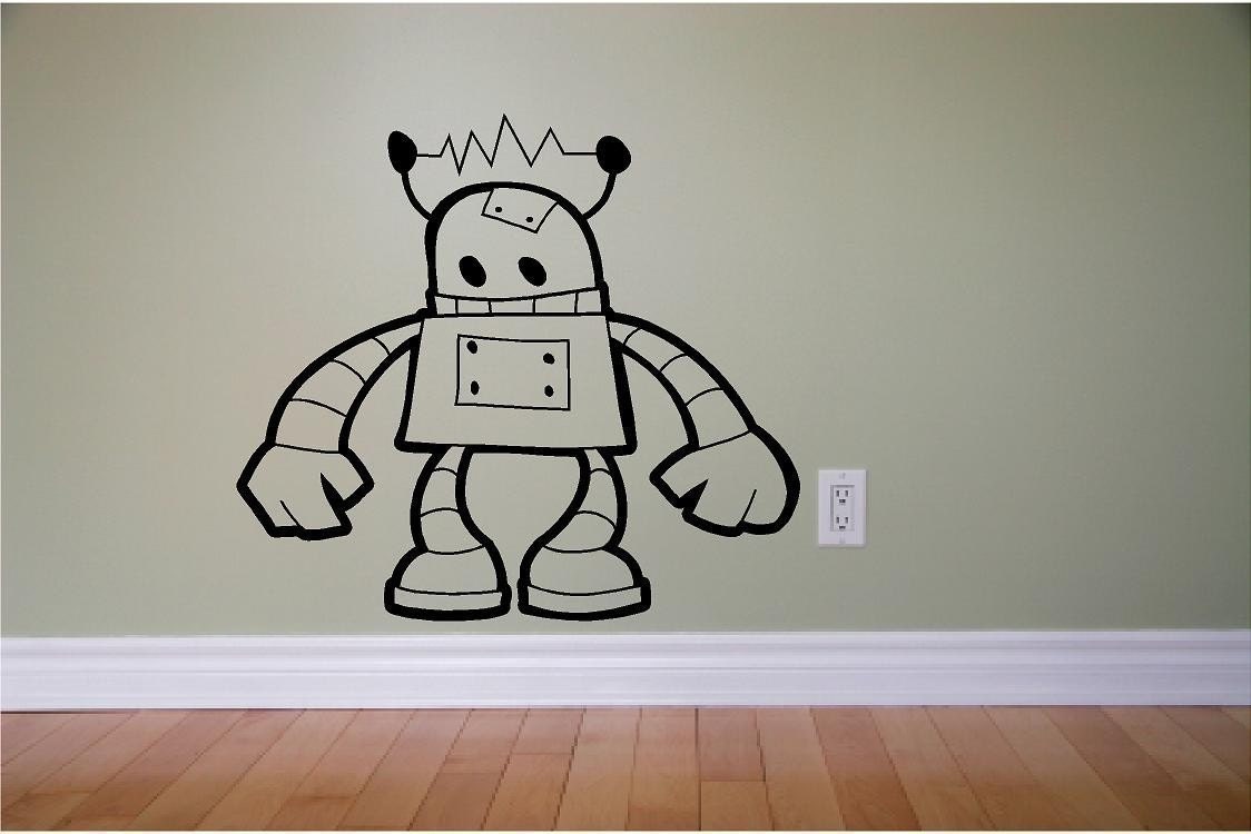 Robot Vinyl Decal wall mural wall art Boys Room 22x24