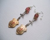 Shield and cross earrings