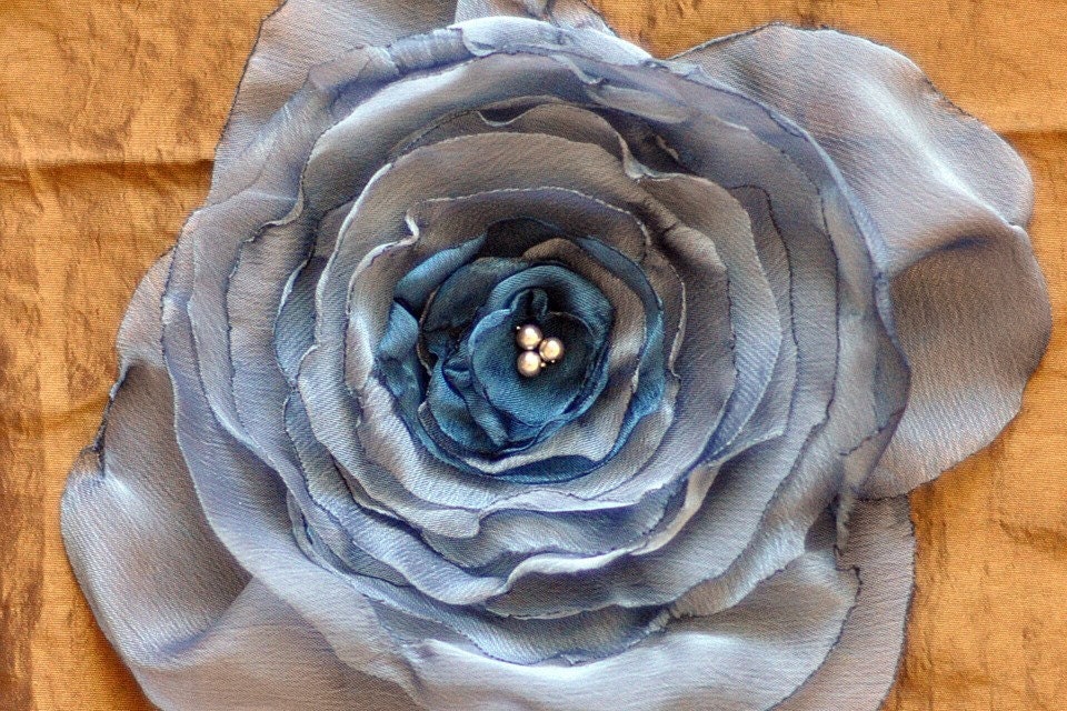 Crystal Blue Extra Large Flower Hair Piece
