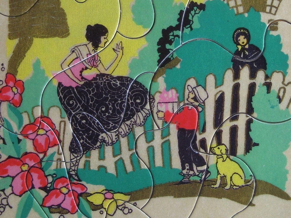 Art Deco 1920s Vintage Birthday Card Jigsaw Puzzle