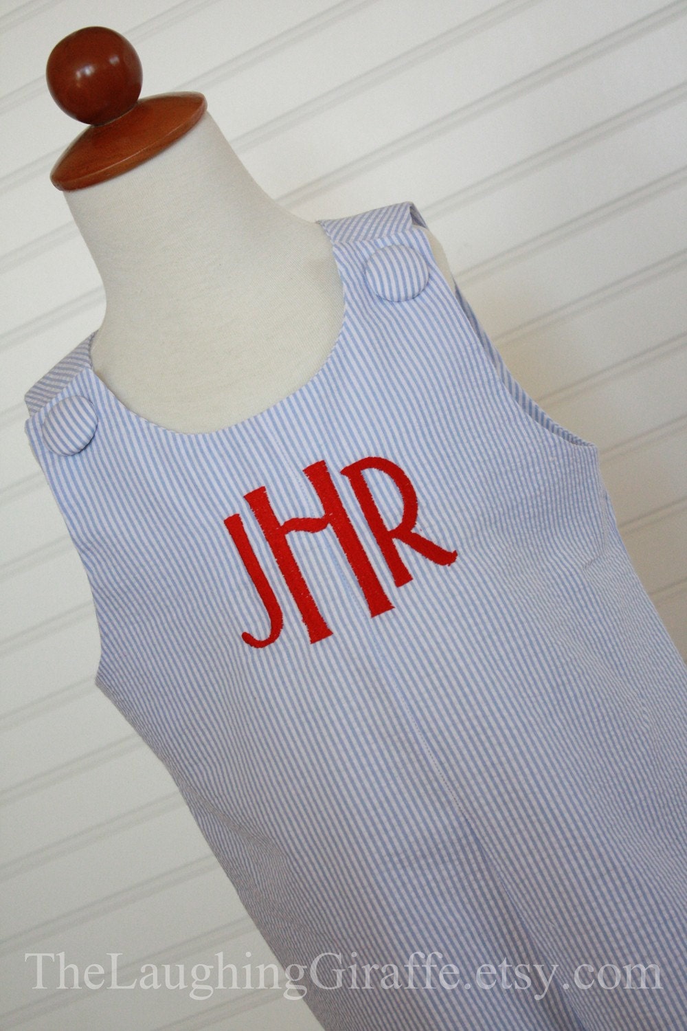 The Henry...Boys Seersucker Monogrammed Jon Jon, Romper, Shortall