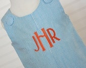 The Cooper...Boys Seersucker Monogrammed Jon Jon, Shortall, Romper