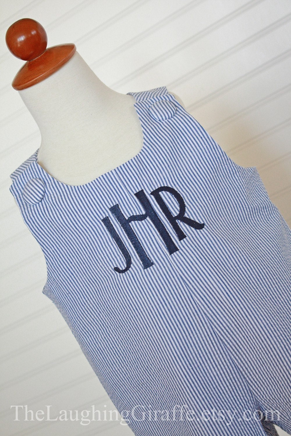 The Noah...Boys Seersucker Monogrammed Jon Jon, Shortall, Romper