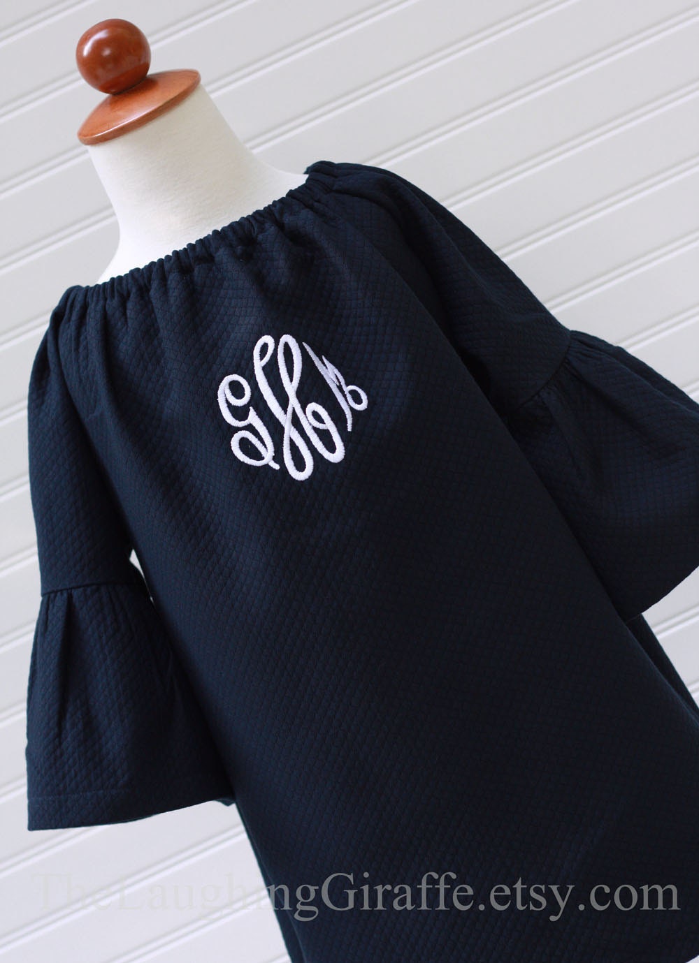 Custom Listing for Jere - London Bridge...Sophisticated Monogrammed Shift Dress with Ruffle Flared Sleeves