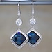 Faceted Sapphire Blue Crystal and Silver Dangle Earrings