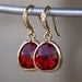 Ruby Red Crystal Framed in Gold with Crystal Detailed French Earrings