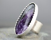 Purple and Black Charoite in Sterling Silver Ring