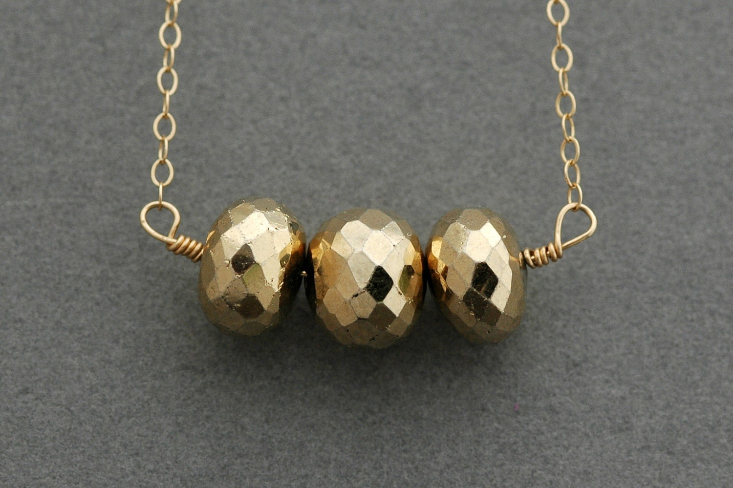 Golden Pyrite on 14k Yellow Gold Chain Necklace