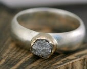 Rough Diamond, Sterling Silver, and Gold  Ring