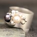 Colored Pearls in Textured Sterling Silver Ring- Choose Your Pearls