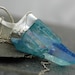 Aqua Aura Quartz Crystal Cluster in Silver Necklace
