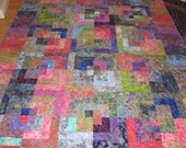 Handmade Log Cabin Batik Lap Quilt