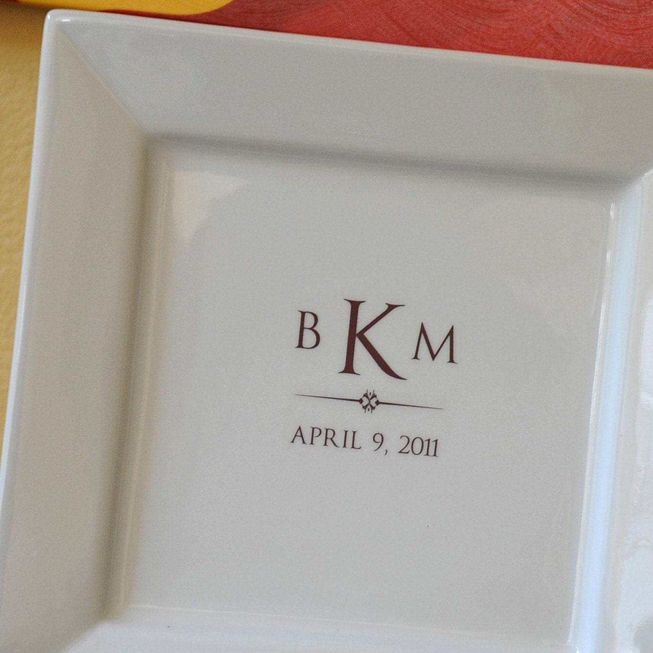 Monogram Signature Wedding Guest Book Platter up to 50 Signatures