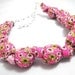 Fabric Necklace - Knotted Raw Bubbles in Dill Blossom Pink