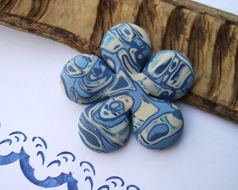 Denim Blue Brooch -  Handmade Polymer Clay Brooch