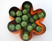 Set of 12 Handmade Green Polymer Clay Retro Beads