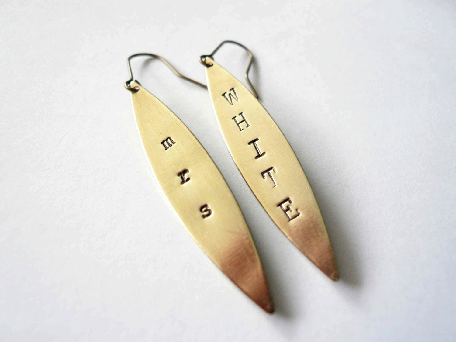 The New MRS earrings. Personalized engagement or wedding gift. Gold earrings with 14K gold fill ear wires.