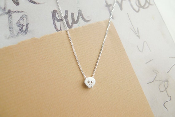 tiny silver skull necklace