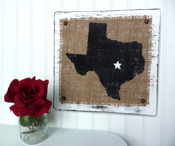 MICHIGAN Burlap wood wall sign BROWN
