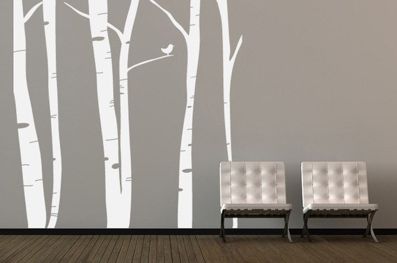 Large Birch Tree Vinyl Wall Decal Kit