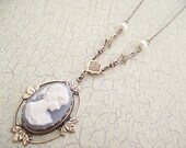 NEW YEARS SALE - Katherine - A Cameo Necklace in Antique Brass and Antique Gold
