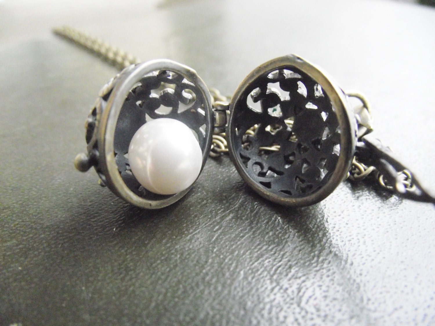 BACK by POPULAR DEMAND - The Original Peetas Pearl - Keepsake Antique Brass Locket Necklace