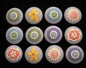 Set of 12 FANTASY FLOWERS - Hand Painted Dresser Drawer Knobs