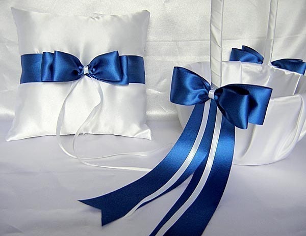 Wedding Accessories Royal Blue Flower Girl Basket Ring Bearer Bearer Pillow Pillow Customized Color