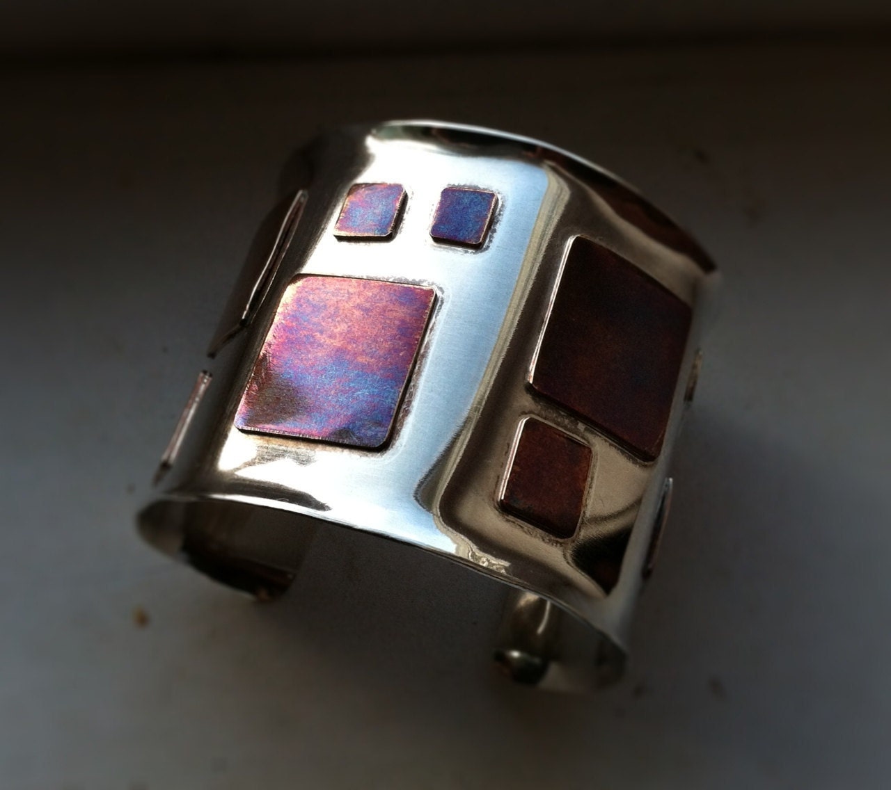 Sterling Silver & Copper Squares Cuff