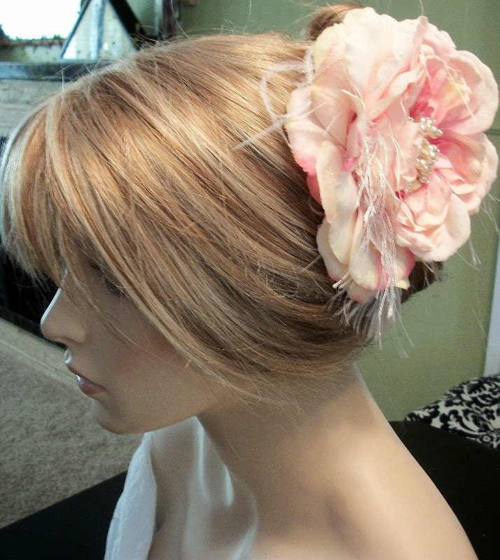 Bridal headpiece pink blush hair fascinator