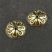 Handmade Etched Brass Bead Caps With 7 Petal Raised Flower, 12mm, 6 Pairs (12 Caps)