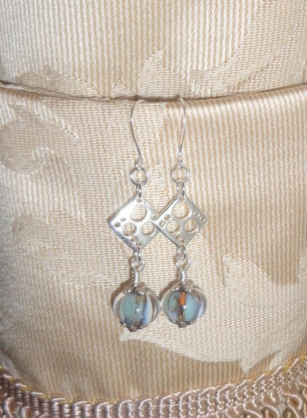 SALE Lampwork Earrings Silver Plated Dangle STUNNING Design