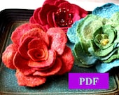Flower pattern PDF Tutorial  Wet felted flower pin / brooch guide how to make / step by step instruction wedding bridal  baby  party  women