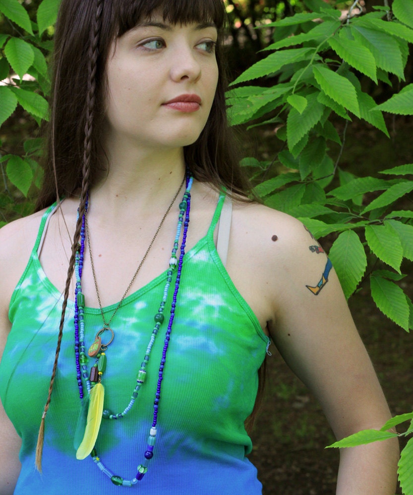 green ombre tie-dye racerback tank