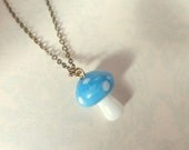 Cute Blue Mushroom Necklace.