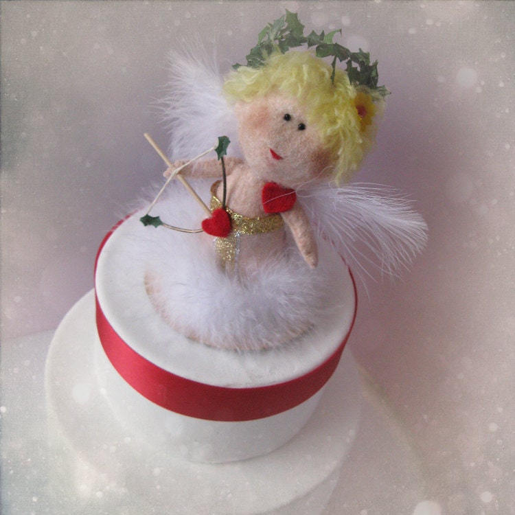 Saint Valentine Cupid Angel Felt Cake Topper - Birthday or Valentine Love Party Theme
